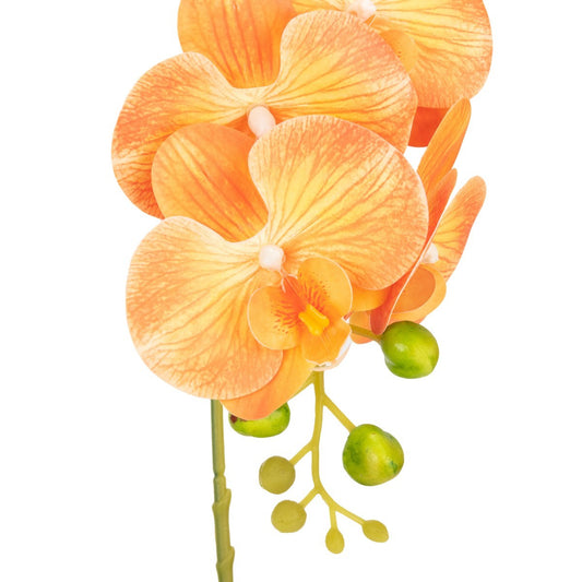 Orhidee cu aspect natural in ghiveci ceramic, 41 cm, Naimeed D6885, Portocaliu