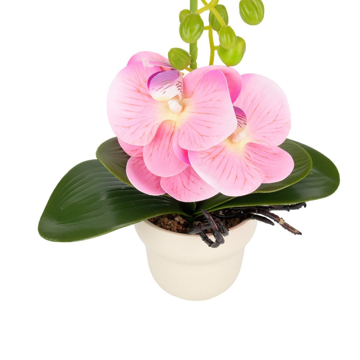 Orhidee cu aspect natural in ghiveci ceramic, 49 cm, Naimeed D6896, Roz
