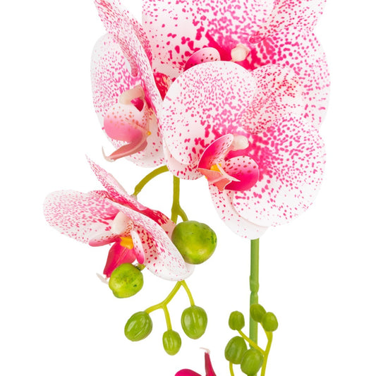 Orhidee cu aspect natural in ghiveci ceramic, 49 cm, Naimeed D6898, Roz/Alb