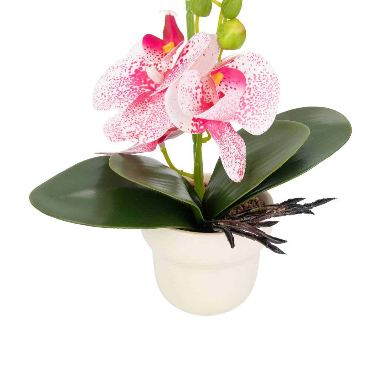 Orhidee cu aspect natural in ghiveci ceramic, 49 cm, Naimeed D6898, Roz/Alb