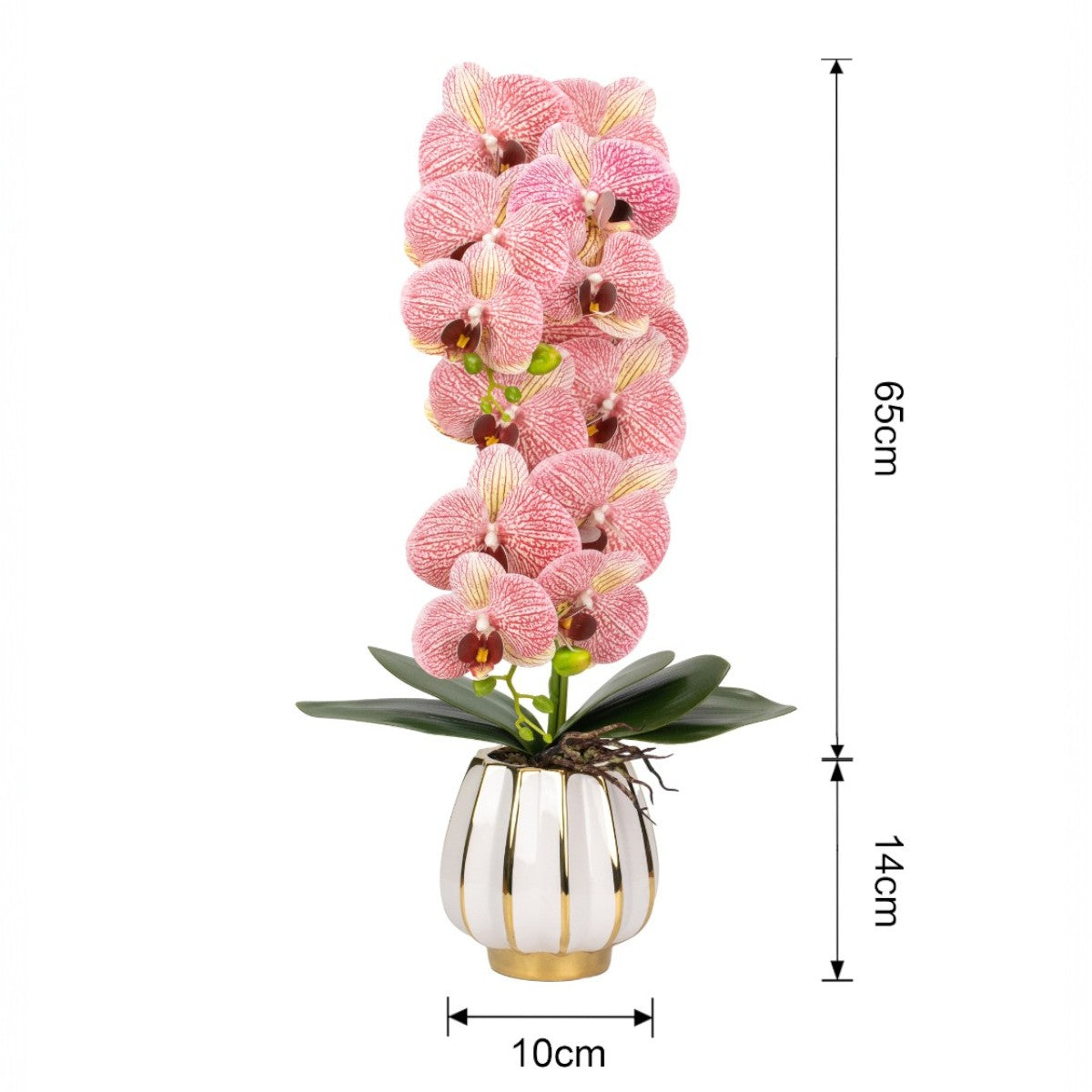 Orhidee cu aspect natural in ghiveci ceramic, 79 cm, Naimeed D6899, Roz