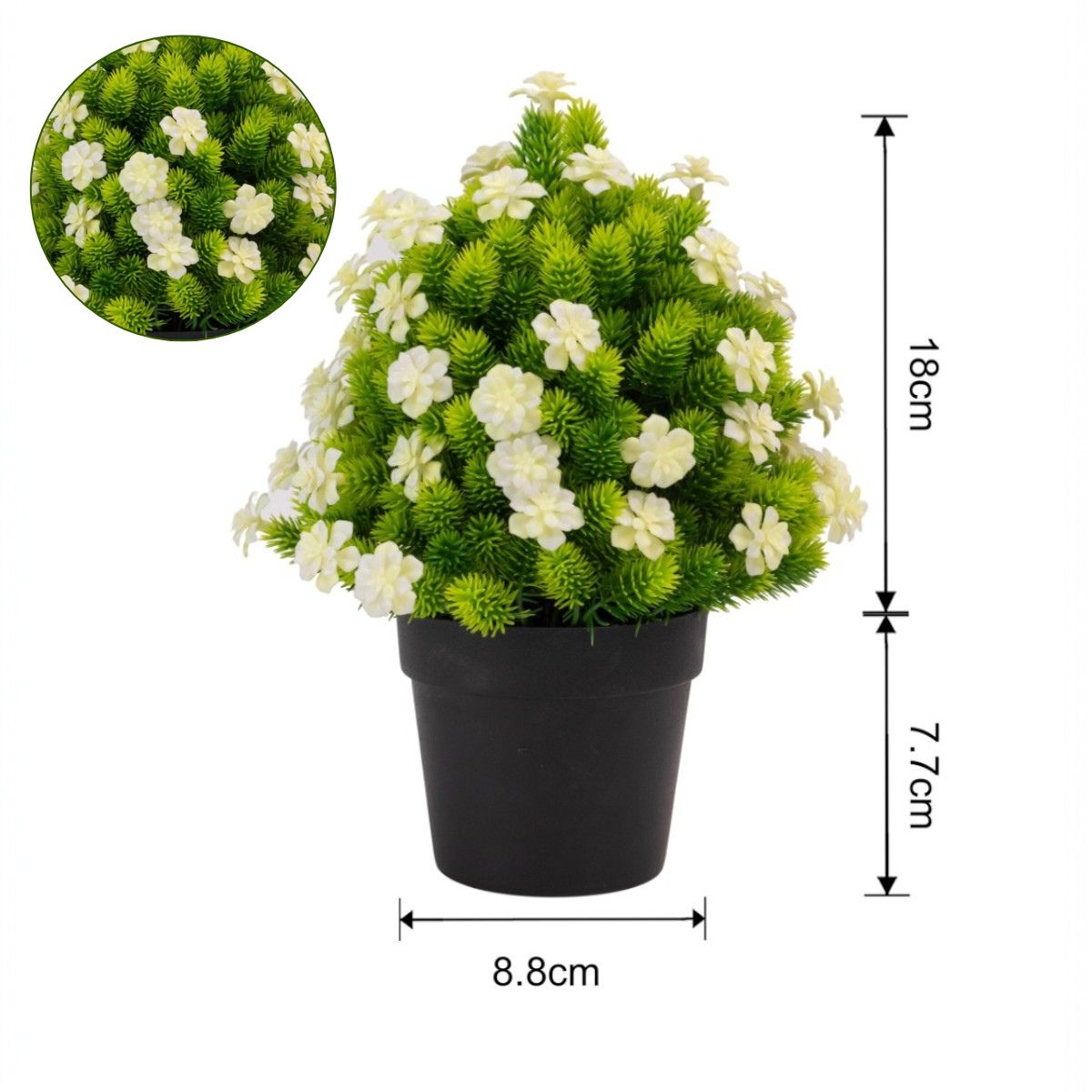 Planta artificiala, tip Cryptomeria, cu ghiveci, Naimeed D6920, 24x8.8 cm, Alb/Verde - 221.ro