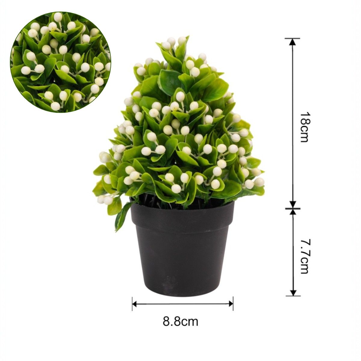 Planta artificiala, tip Buxus, cu ghiveci, Naimeed D6921, 24x8.8 cm, Alb/Verde