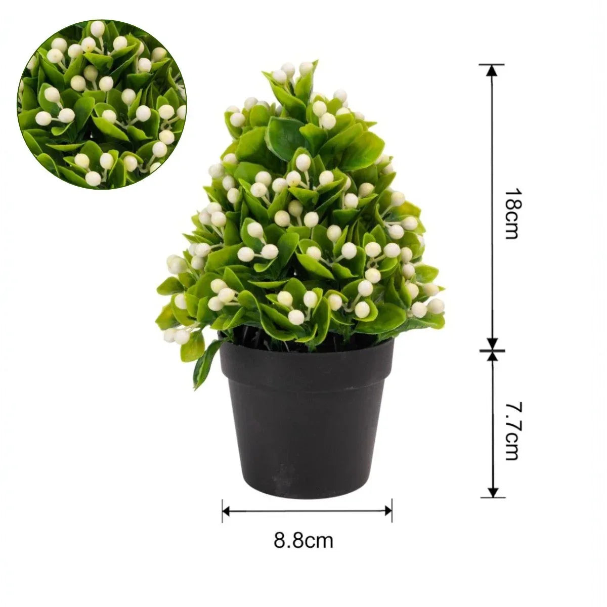 Planta artificiala, tip Buxus, cu ghiveci, Naimeed D6921, 24x8.8 cm, Alb/Verde - 221.ro