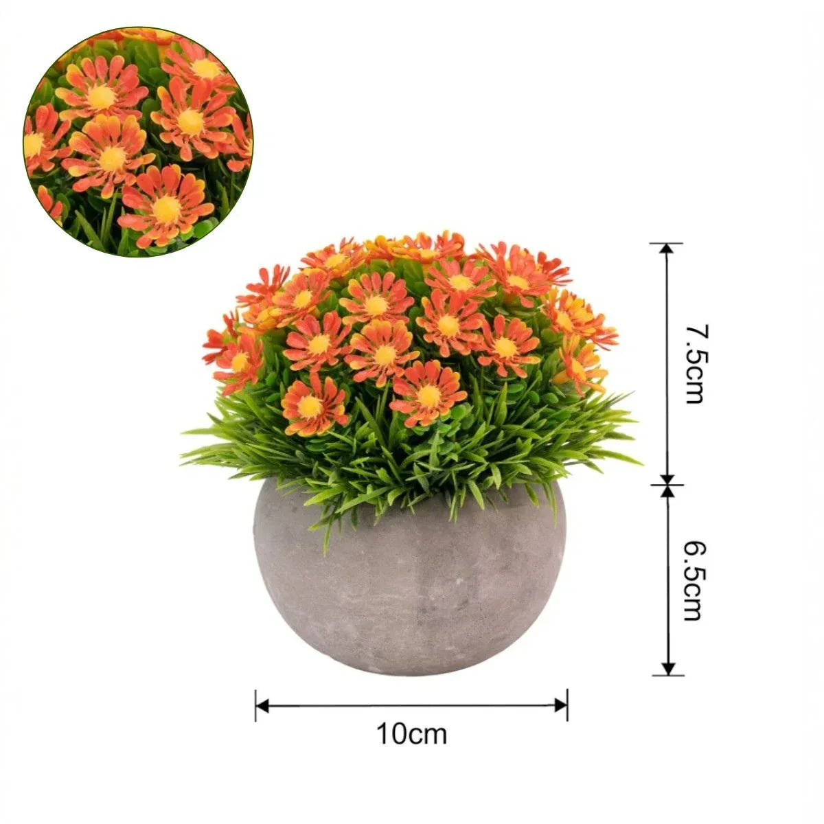 Planta artificiala, tip Asper, cu ghiveci de hartie, Naimeed D6927, 12x10 cm, Portocaliu - 221.ro