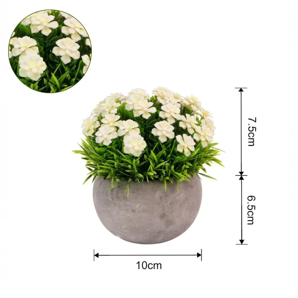 Planta artificiala, tip Gardenia, cu ghiveci de hartie, Naimeed D6929, 12x10 cm, Alb/Verde - 221.ro
