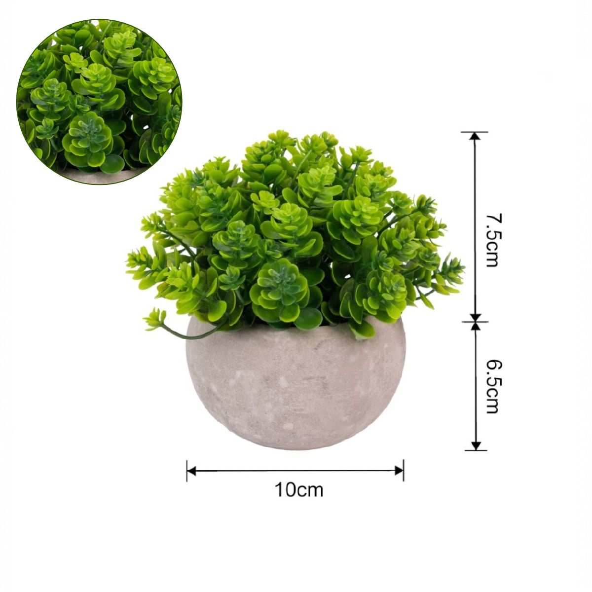 Planta artificiala, tip Kalanchoe, cu ghiveci de hartie, Naimeed D6935, 12x10 cm, Verde