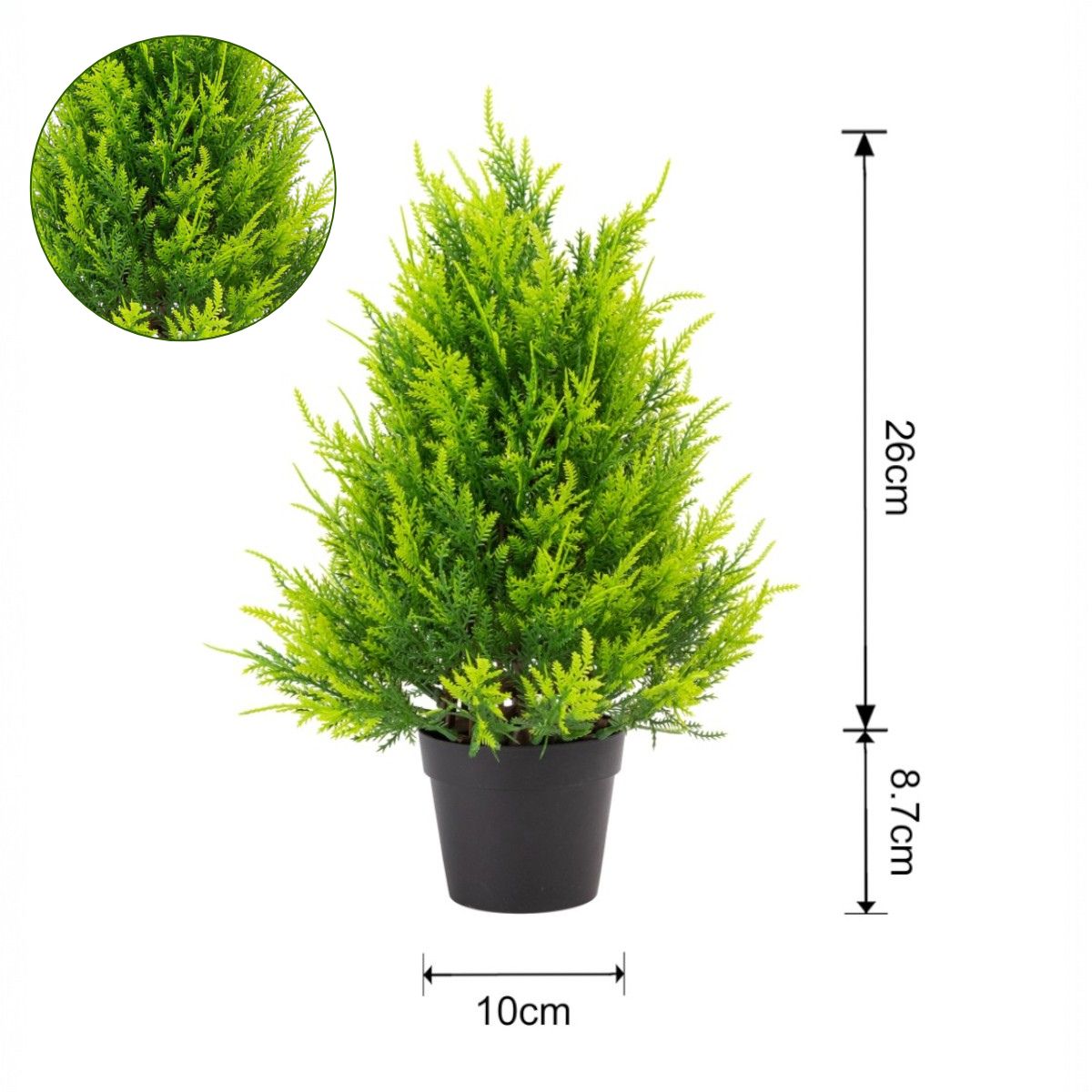 Planta artificiala, tip Thuja, cu ghiveci, Naimeed D6936, 31x10 cm, Verde - 221.ro