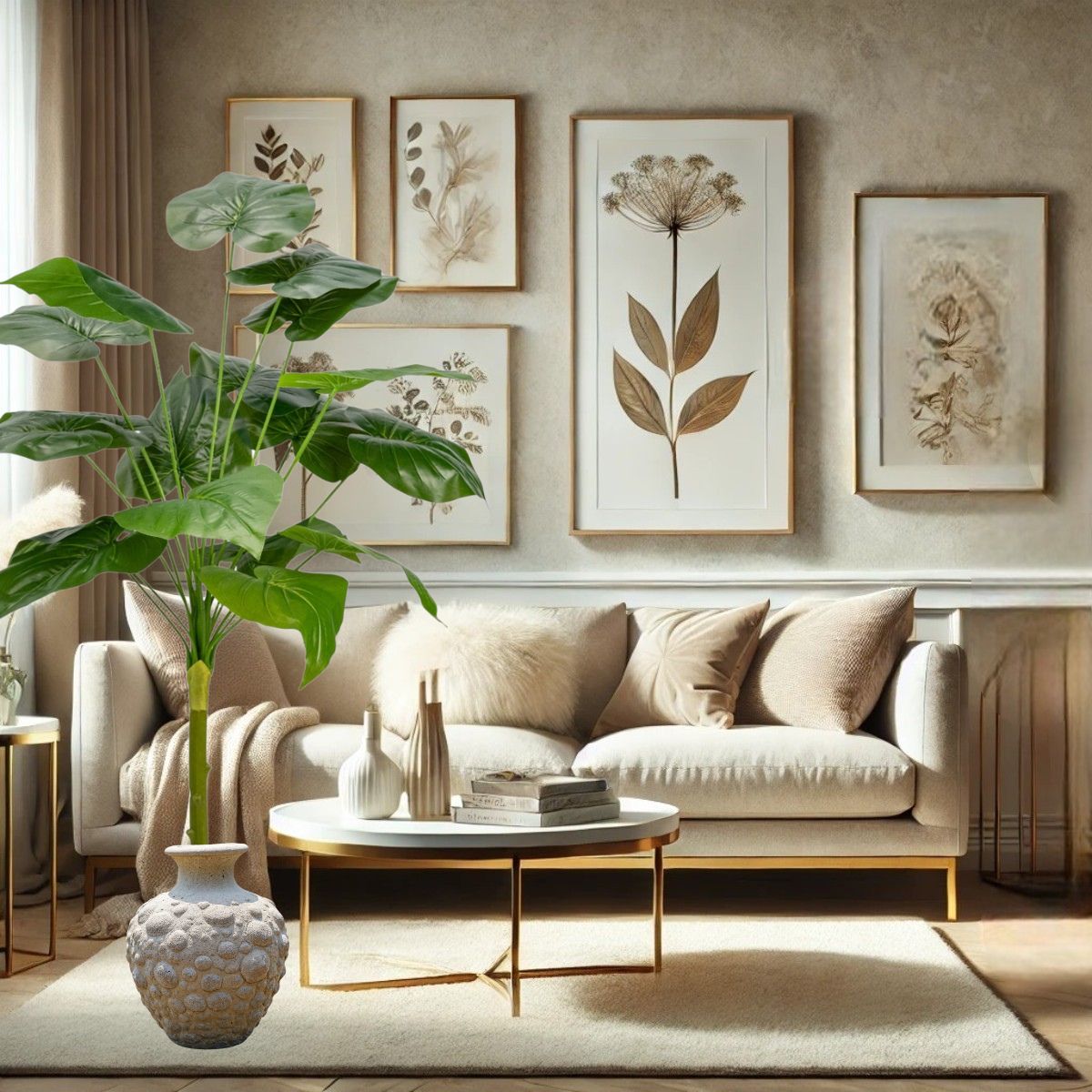 Planta decorativa artificiala, fara ghiveci, tip Monstera, Naimeed D6945, 88 cm, Verde