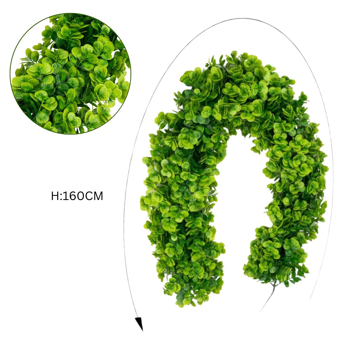 Ghirlanda decorativa artificiala, tip Buxus, Naimeed D6947, 160 cm, Verde