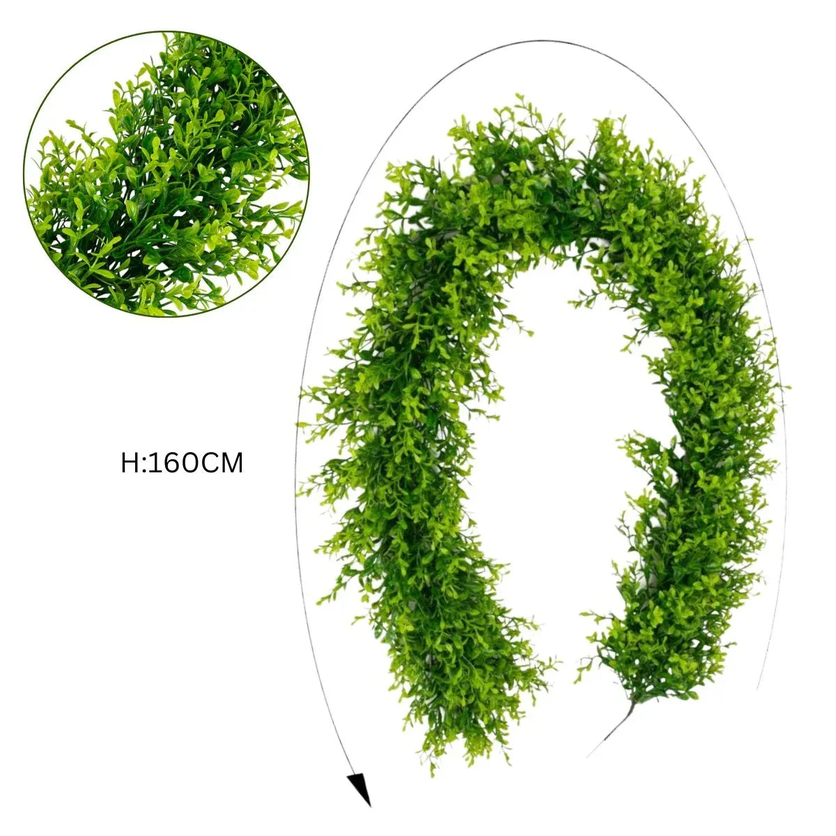 Ghirlanda decorativa artificiala, tip Buxus, Naimeed D6950, 160 cm, Verde - 221.ro