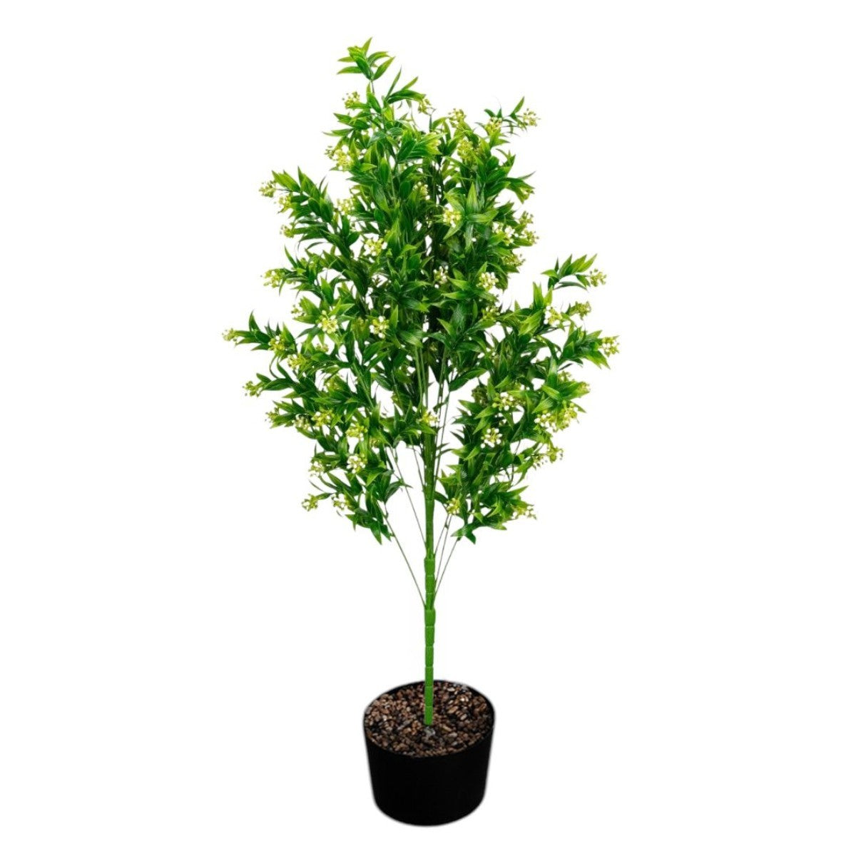 Planta decorativa artificiala, fara ghiveci, tip Moss Blossom Bush, Naimeed D6954, 105 cm, Verde