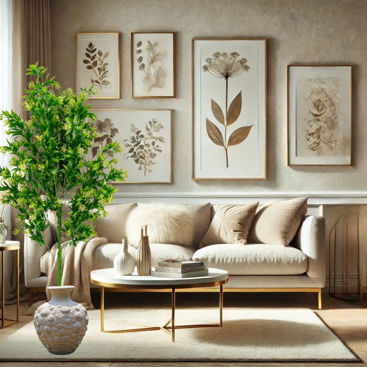 Planta decorativa artificiala, fara ghiveci, tip Moss Blossom Bush, Naimeed D6954, 105 cm, Verde