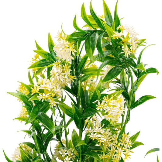Planta decorativa artificiala, fara ghiveci, tip Iasomie, Naimeed D6955, 105 cm, flori Galben/Alb - 221.ro