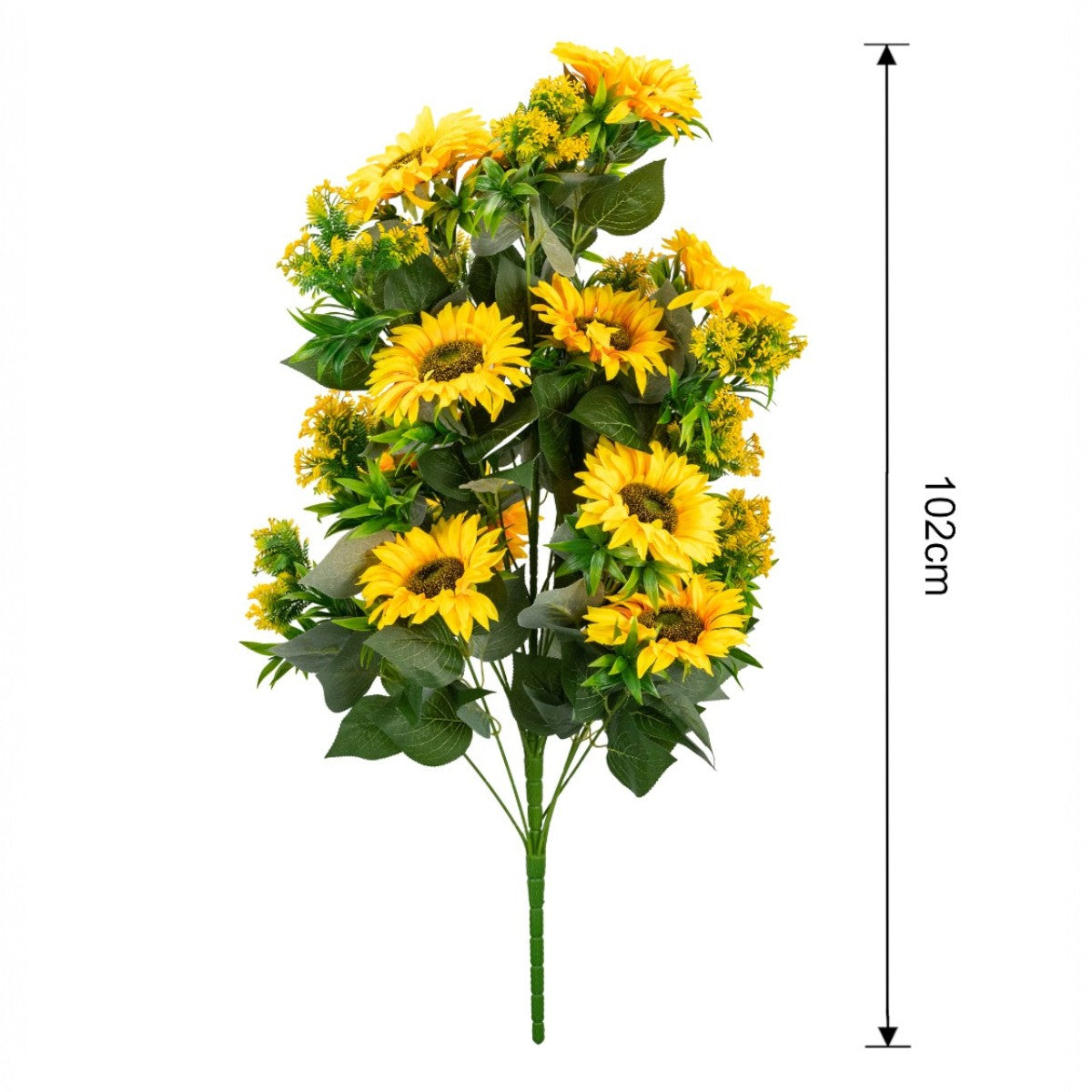 Planta decorativa artificiala, fara ghiveci, tip Floarea-soarelui, Naimeed D6956, 102 cm, Galben
