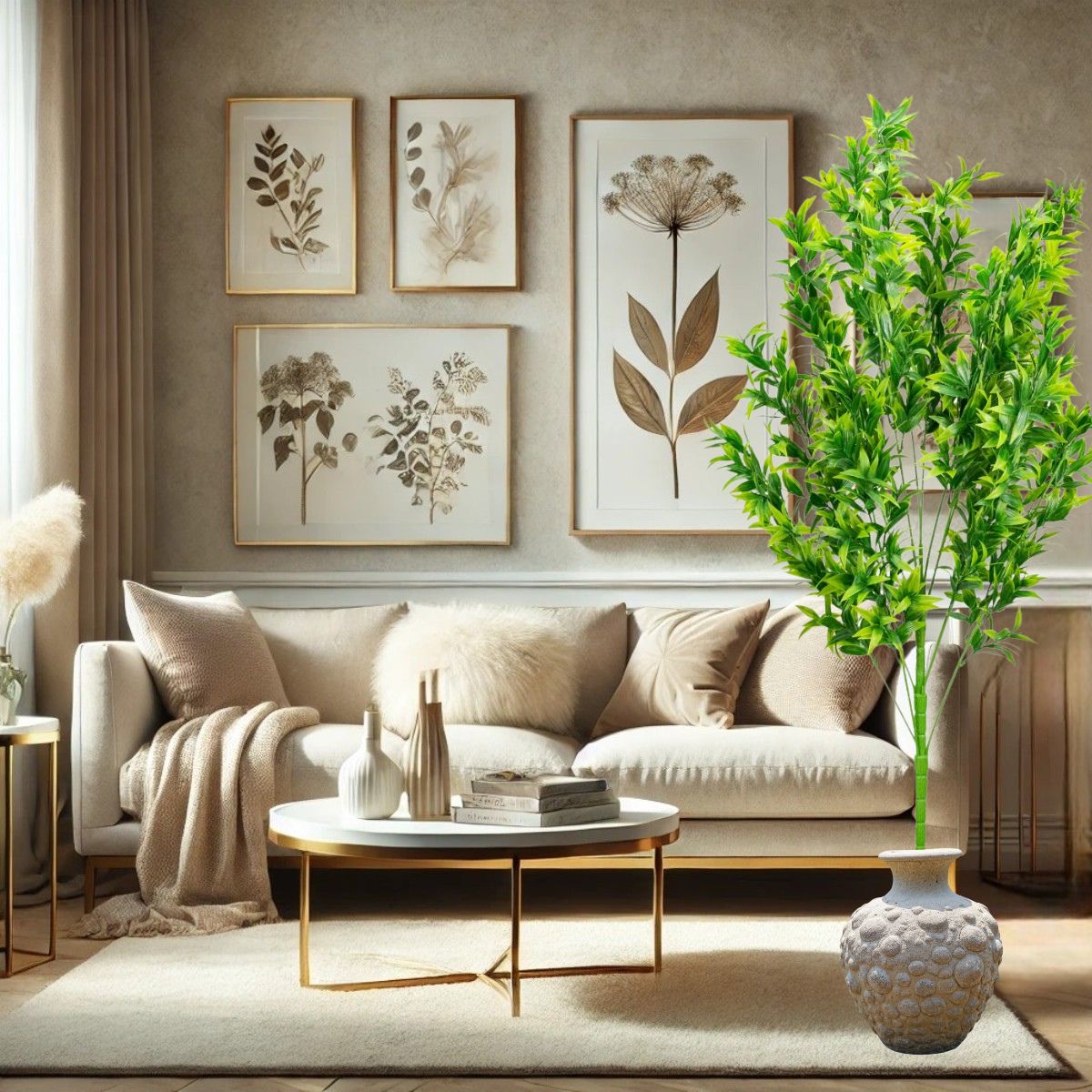 Planta decorativa artificiala, fara ghiveci, tip Ruscus, Naimeed D6959, 105 cm, Verde