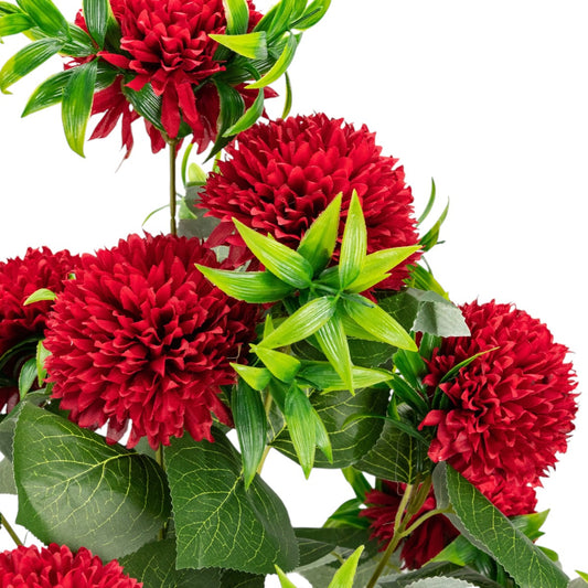 Planta decorativa artificiala, fara ghiveci, tip Crizantema, Naimeed D6961, 105 cm, Rosu