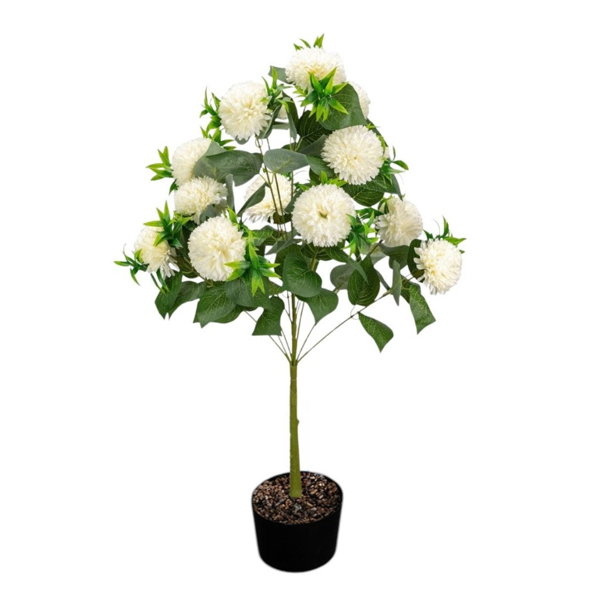 Planta decorativa artificiala, fara ghiveci, tip Crizantema, Naimeed D6961, 105 cm, Alb