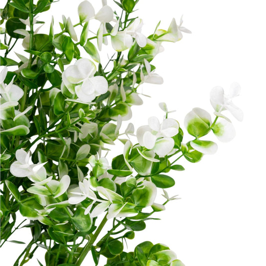 Planta decorativa artificiala, fara ghiveci, tip Eucalipt, Naimeed D6963, 80 cm, Alb