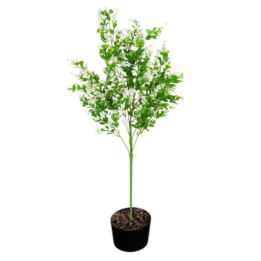 Planta decorativa artificiala, fara ghiveci, tip Buxus, Naimeed D6964, 80 cm, Alb