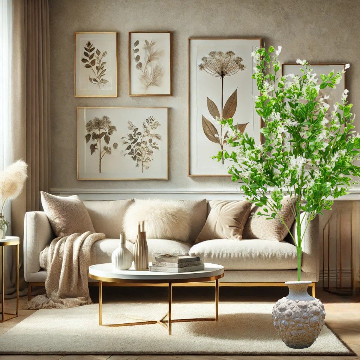 Planta decorativa artificiala, fara ghiveci, tip Buxus, Naimeed D6964, 80 cm, Alb