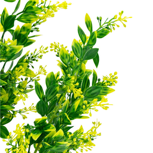 Planta decorativa artificiala, fara ghiveci, tip Buxus, Naimeed D6964, 80 cm, Galben