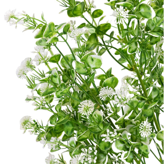 Planta decorativa artificiala, fara ghiveci, tip Buxus, Naimeed D6965, 80 cm, Alb - 221.ro