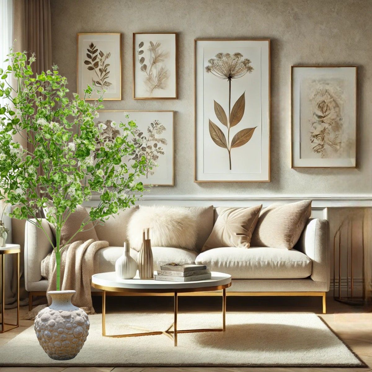 Planta decorativa artificiala, fara ghiveci, tip Buxus, Naimeed D6965, 80 cm, Alb