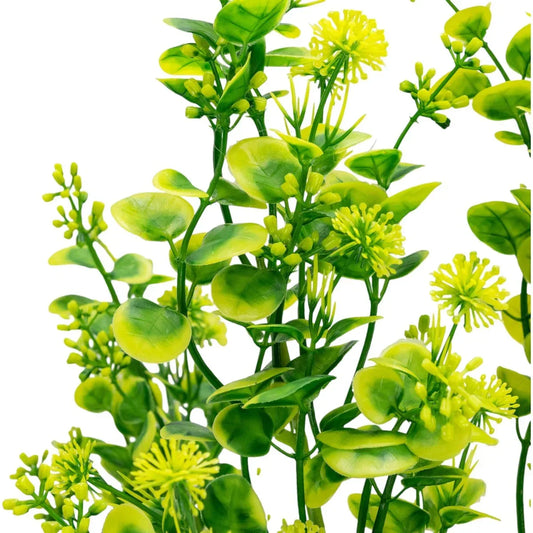 Planta decorativa artificiala, fara ghiveci, tip Buxus, Naimeed D6965, 80 cm, Galben - 221.ro