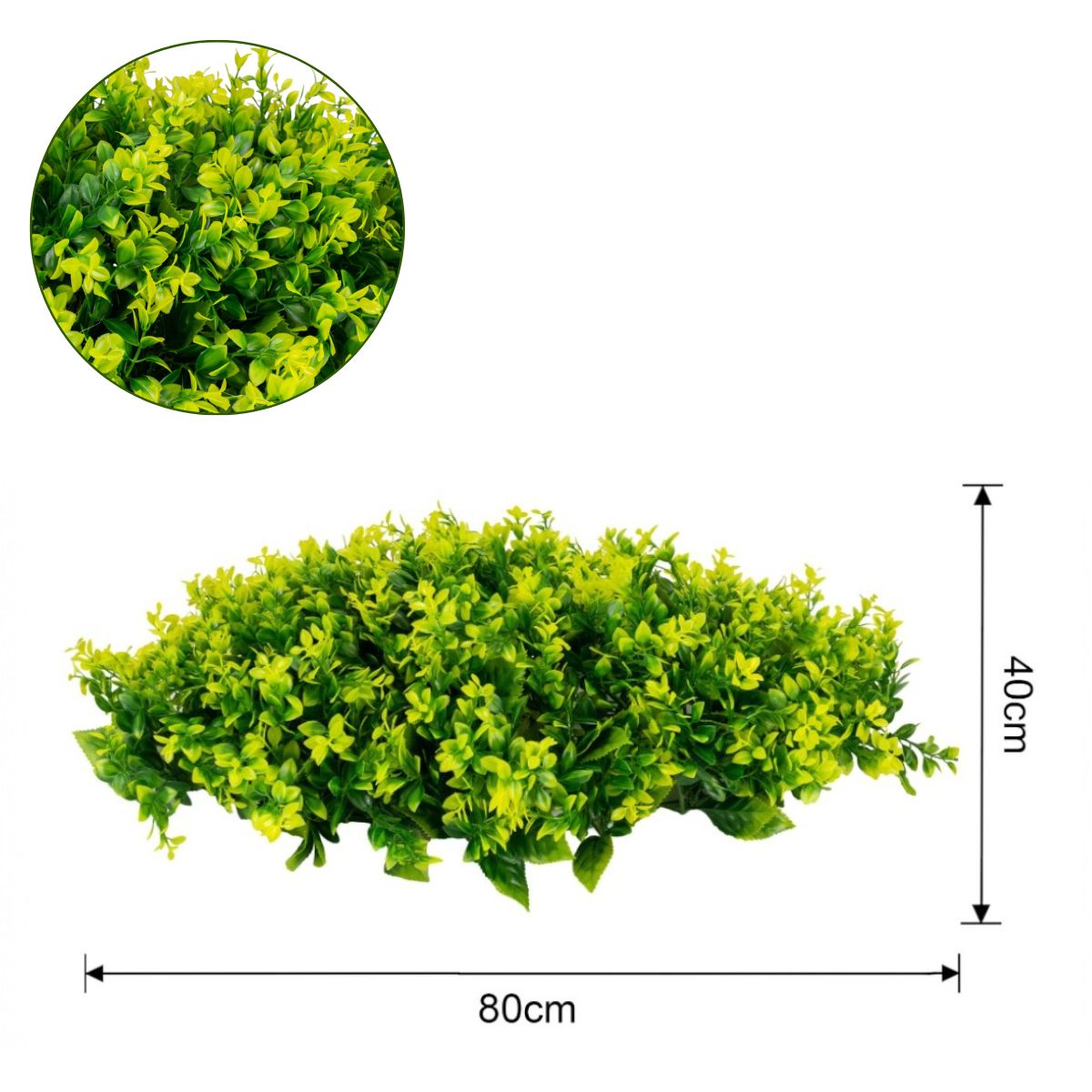 Planta decorativa artificiala, fara ghiveci, tip Buxus, Naimeed D6966, 80x40 cm, Galben/Verde