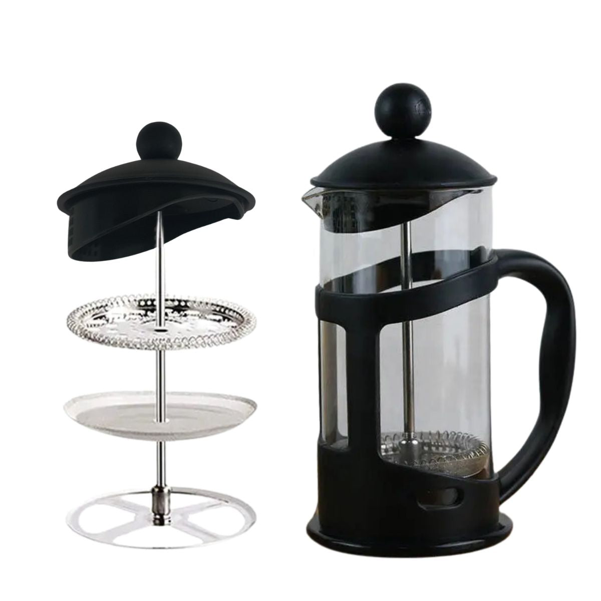 Infuzor de Cafea si Ceai French Press, Capacitate 600ml, Naimeed D6969, Sticla/Otel inoxidabil