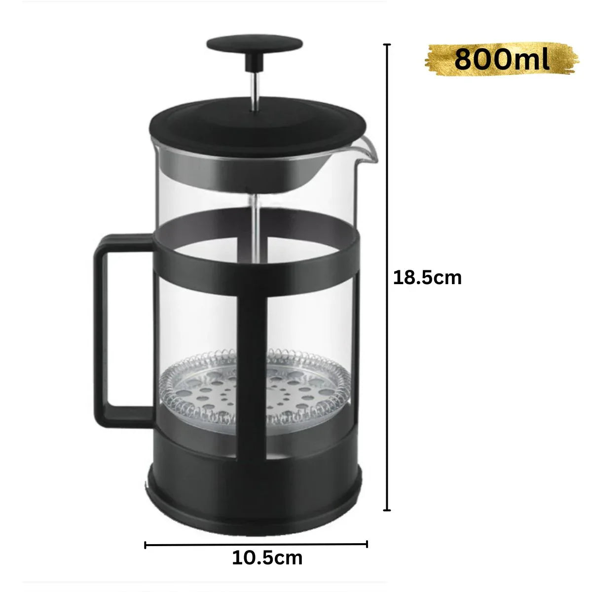 Infuzor de Cafea si Ceai French Press, Capacitate 800ml, Naimeed D6970, Sticla/Otel inoxidabil - 221.ro
