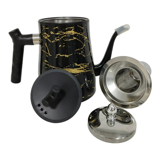 Ceainic cu infuzor si capac, design elegant, otel inoxidabil/plastic, 1500ml, 16.5x13x10cm, Naimeed D6971, Negru