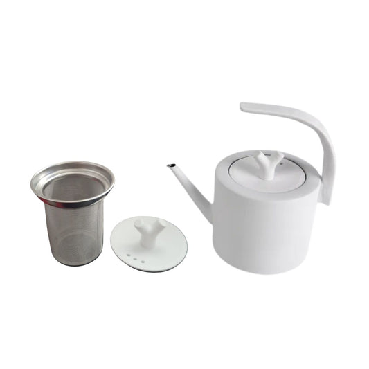 Ceainic cu infuzor si capac, design elegant, otel inoxidabil/plastic, 1500ml, 22x21x13cm, Naimeed D6977, Alb