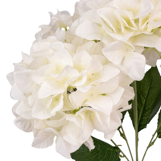 Buchet floare artificiala, Hortensie cu 5 ramuri si 6 capete, 50 cm, Naimeed D7031, Alb