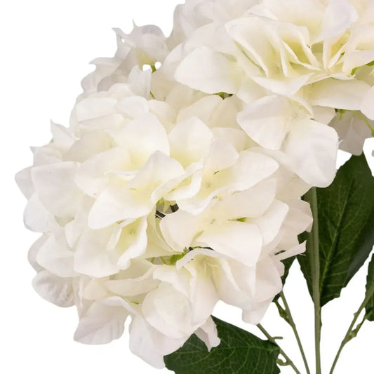 Buchet floare artificiala, Hortensie cu 5 ramuri si 6 capete, 50 cm, Naimeed D7031, Alb - 221.ro
