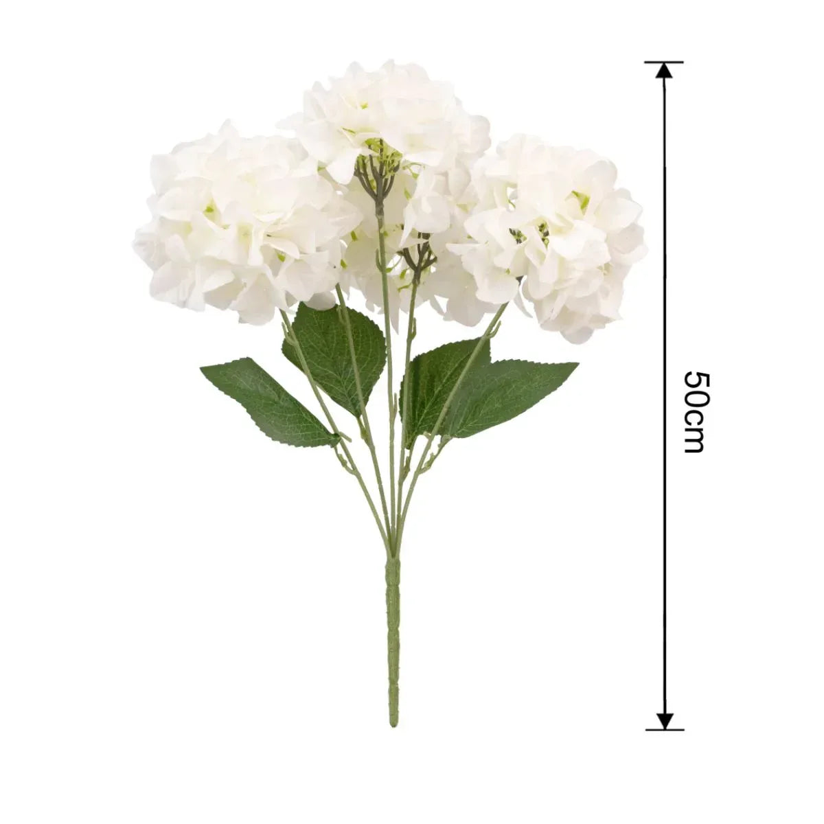 Buchet floare artificiala, Hortensie cu 5 ramuri si 6 capete, 50 cm, Naimeed D7031, Alb - 221.ro
