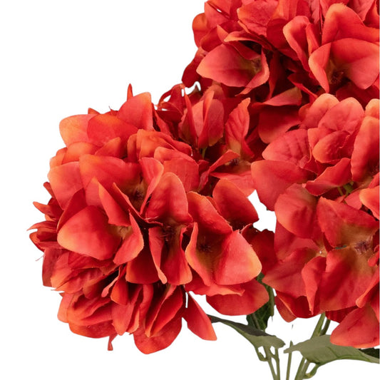 Buchet floare artificiala, Hortensie cu 5 ramuri si 6 capete, 50 cm, Naimeed D7033, Rosu