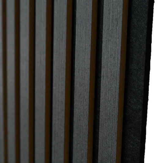 Set 6 Panouri riflaj acustic decorativ, MDF si pasla, Naimeed D7103, 270x30x1.8cm, Gri inchis - 221.ro