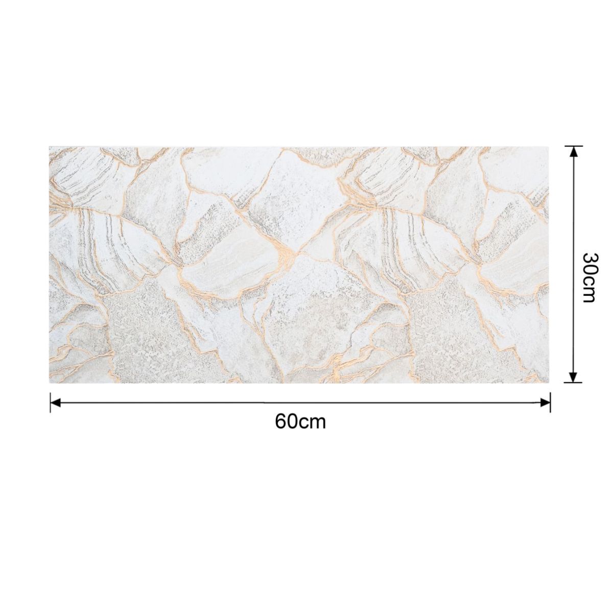 Set 6 panouri decorative autoadezive cu folie de aluminiu, efect marmura, suprafata acoperita 1.08 m², Naimeed D7113, 60x30 cm, Bej/Gri