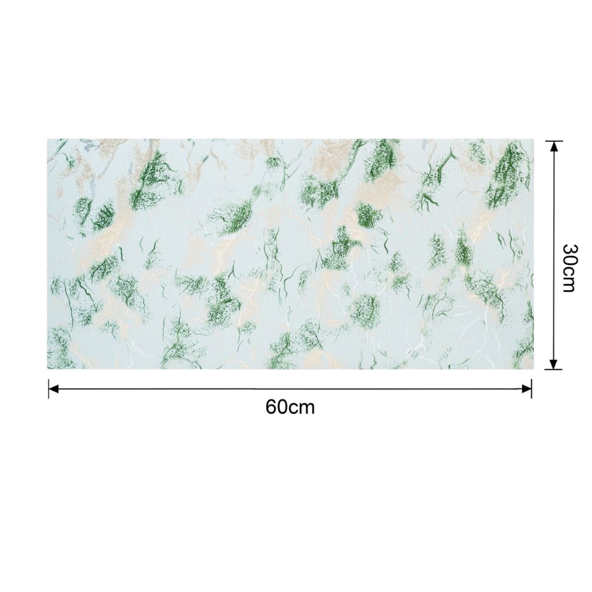 Set 6 panouri decorative autoadezive cu folie de aluminiu, efect marmura, suprafata acoperita 1.08 m², Naimeed D7117, 60x30 cm, Verde