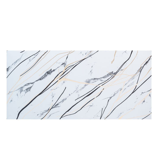 Set 6 panouri decorative autoadezive cu folie de aluminiu, efect marmura, suprafata acoperita 1.08 m², Naimeed D7123, 60x30 cm, Gri deschis