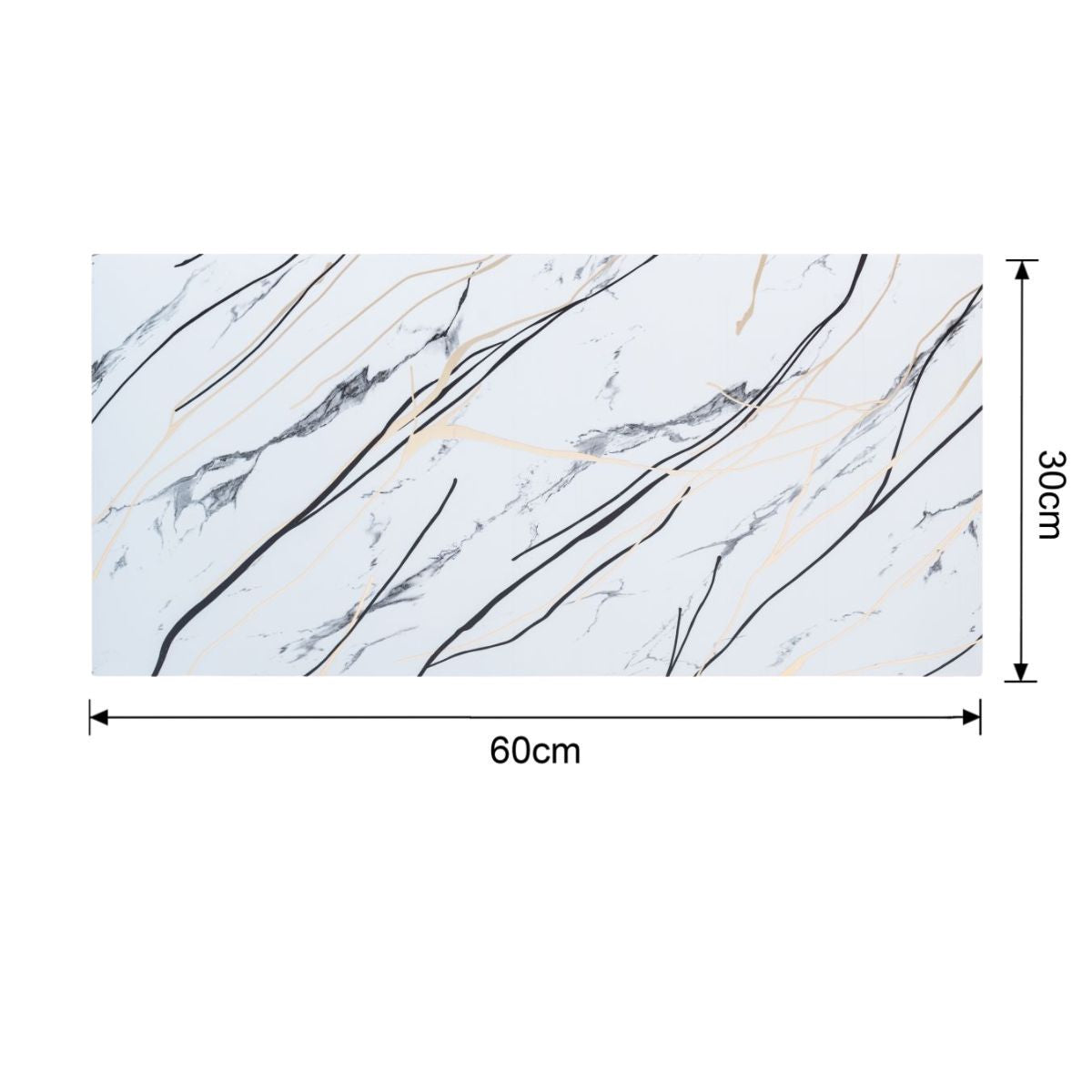 Set 6 panouri decorative autoadezive cu folie de aluminiu, efect marmura, suprafata acoperita 1.08 m², Naimeed D7123, 60x30 cm, Gri deschis