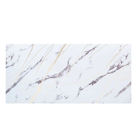 Set 6 panouri decorative autoadezive cu folie de aluminiu, efect marmura, suprafata acoperita 1.08 m², Naimeed D7124, 60x30 cm, Alb - 221.ro