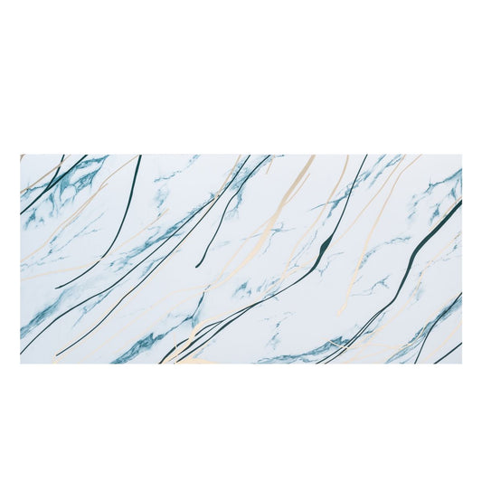 Set 6 panouri decorative autoadezive cu folie de aluminiu, efect marmura, suprafata acoperita 1.08 m², Naimeed D7125, 60x30 cm, Alb/Albastru