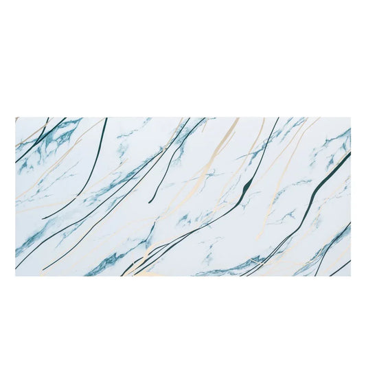 Set 6 panouri decorative autoadezive cu folie de aluminiu, efect marmura, suprafata acoperita 1.08 m², Naimeed D7125, 60x30 cm, Alb/Albastru - 221.ro
