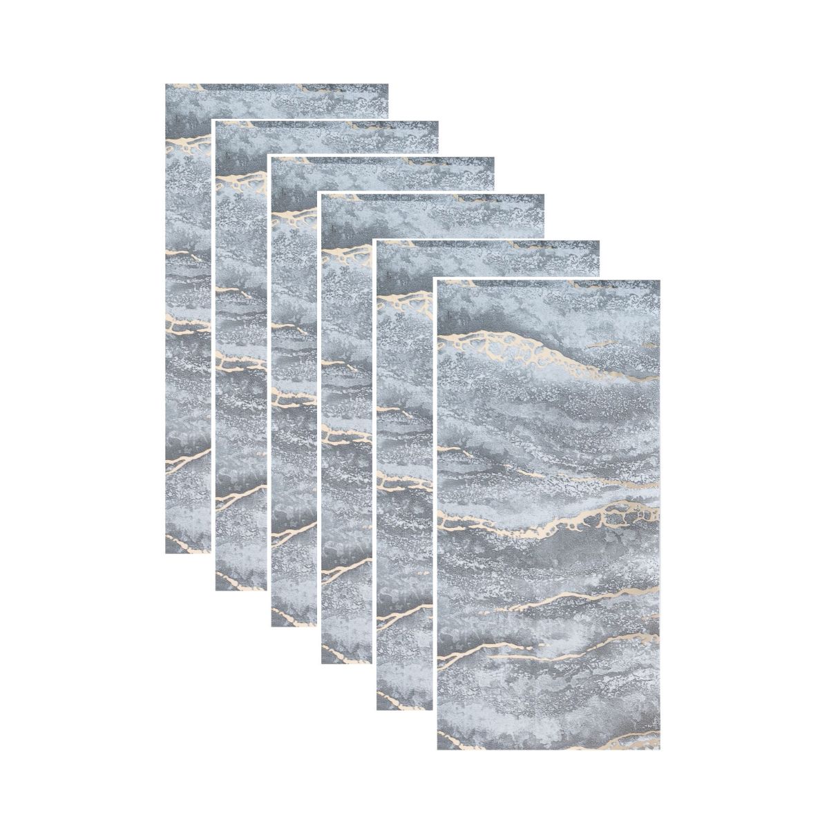 Set 6 panouri decorative autoadezive cu folie de aluminiu, efect marmura, suprafata acoperita 1.08 m², Naimeed D7126, 60x30 cm, Gri inchis
