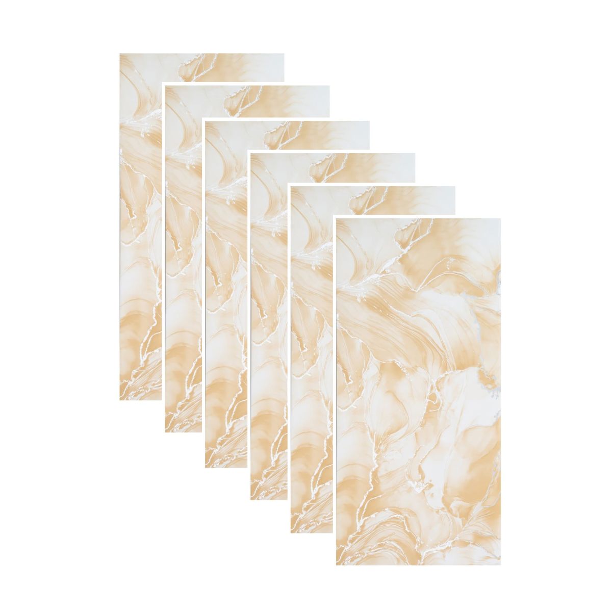 Set 6 panouri decorative autoadezive cu folie de aluminiu, efect marmura, suprafata acoperita 1.08 m², Naimeed D7131, 60x30 cm, Crem