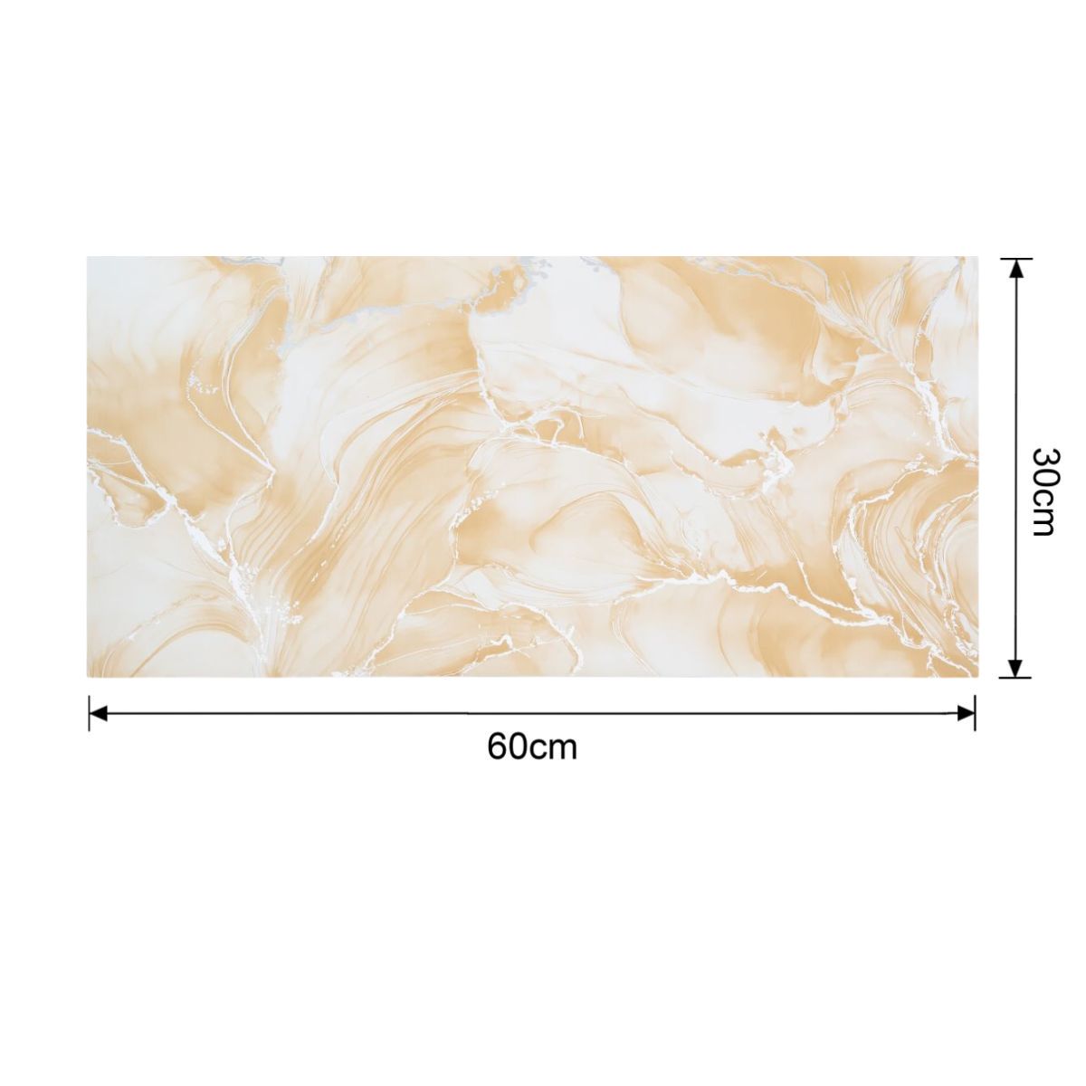 Set 6 panouri decorative autoadezive cu folie de aluminiu, efect marmura, suprafata acoperita 1.08 m², Naimeed D7131, 60x30 cm, Crem