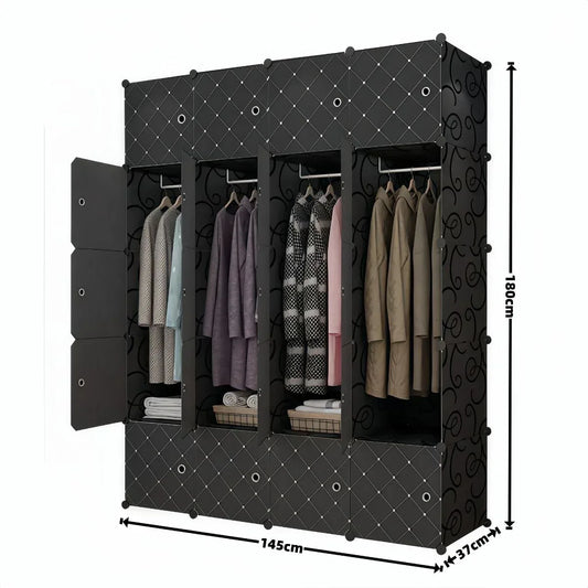 Dulap Modular, 20 Usi, Naimeed D7136, 180x145x37cm, Negru - 221.ro